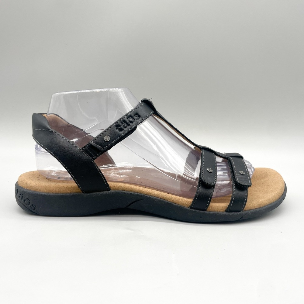 Taos Womens 9 Trophy Sandals Black Leather Strappy Comfort Walking Shoes Boho